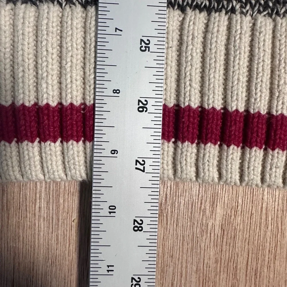 Roots Cabin Sweater Mens L G Crewneck Knit Cotton Acrylic Burgundy White - Picture 2 of 8